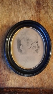 1796 FINE ANTIQUE GEORGIAN PORTRAIT MINIATURE PENCIL DRAWING LADY NAMED