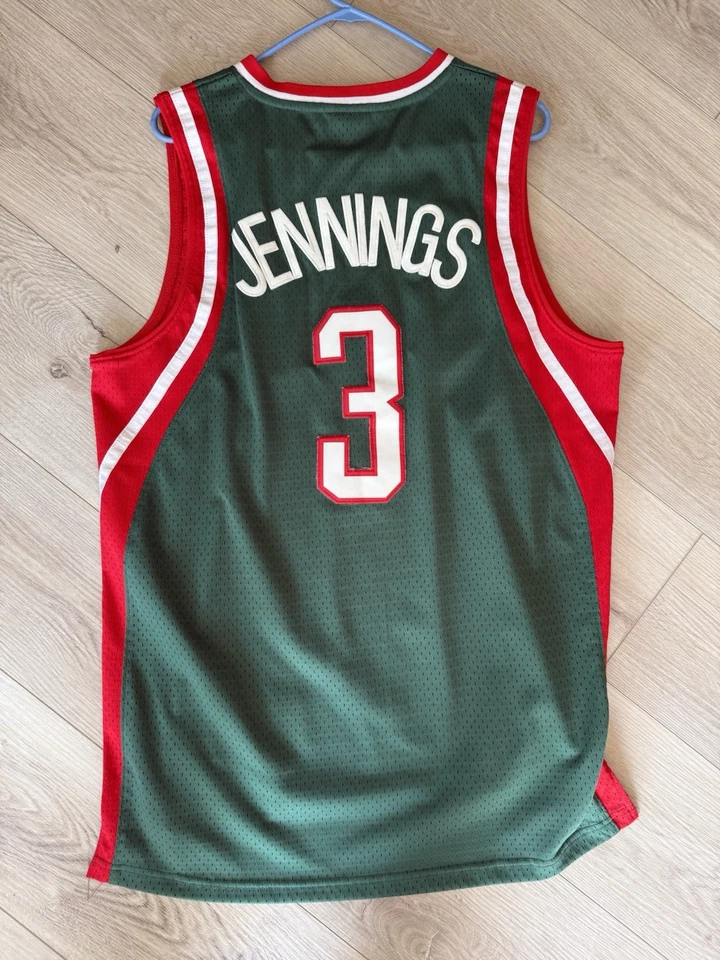 NWT Milwaukee Bucks Basketball Jersey Brandon Jennings #3 Adidas (L) Swingman - Image 2 of 2