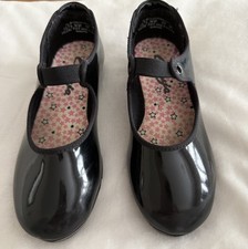 Capezio Tele Tone Tap Shoes Girls 13.5 Black Mary Jane Dance Shoes