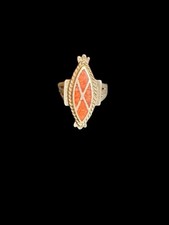 Vintage Southwest Sterling Silver Crushed Coral Ring Size: 5.5