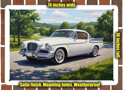 Metal Sign - 1957 Studebaker Golden Hawk 1 Oil Painting - 14x10