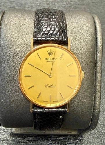 Vintage 1970 Rolex Cellini 3833 30.5mm 18k Yellow Gold Dress Watch