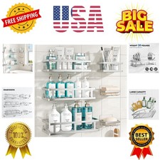 Shower Caddy 6 Pack, Adhesive Shower Shelves with Soap Holder, No Drilling Ru...