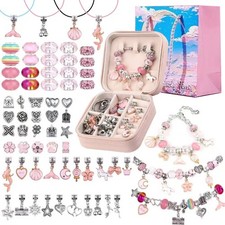Charm Bracelet Making Kit for Girls Jewelry Making Set w Storage Box Gift 5-12yr