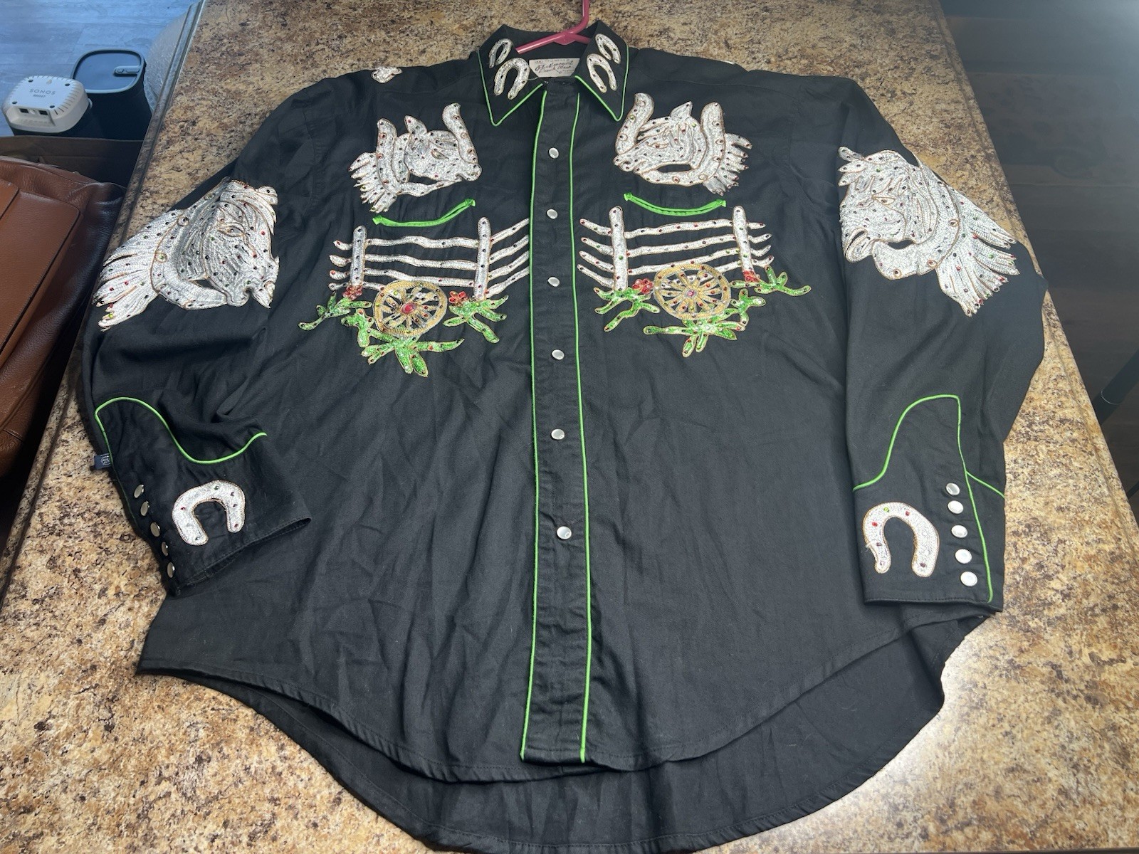 Rockmount Ranch Wear Men's Large Tru-West Embroidered Western Shirt Horse