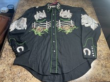 Rockmount Ranch Wear Men's Large Tru-West Embroidered Western Shirt Horse