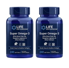 Life Extension Super Omega-3 EPA DHA Fish Oil Sesame Lignans Olive Extract 480SG
