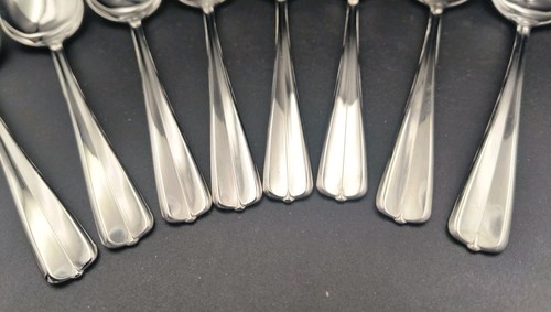 8er Set Oneida USA .. GALA IMPULSE Muster Edelstahl Oval Platz Suppenlöffel - Bild 2 von 9