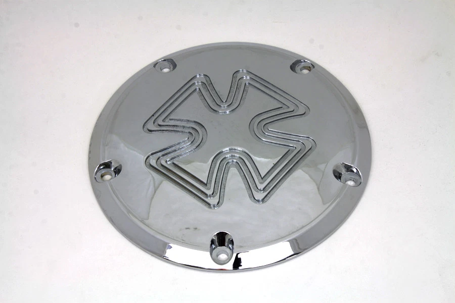 Cubierta Iron Cross Derby cromada Billet para Harley Davidson Foto 2 de 4