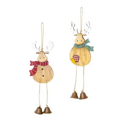  2pcs Weihnachtsdekoration farbiger Elchanhänger Hängende Holzverzierung mit