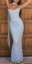 Womens HOUSE OF CB Cassidy MAXI Skirt In Bluebell