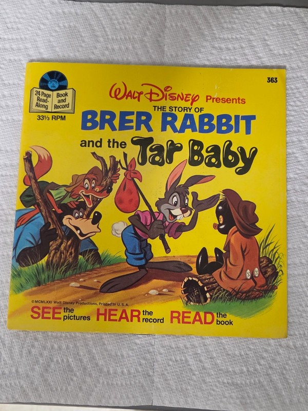 Walt Disney See Hear Read Brer Rabbit and Tar Baby Book & Record Nice! 1971