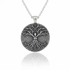 Tree of Life Pendant Necklace Silver Tone Goddess Spiritual Jewelry