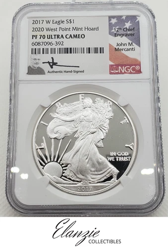 2017-W Proof American Silver Eagle 2020 WP Hoard NGC PF70 Mercanti Signed