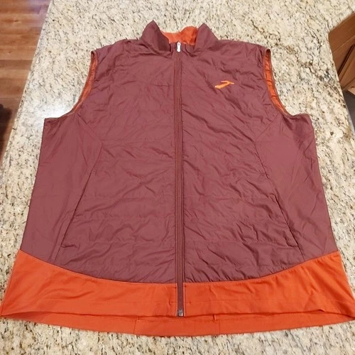 BROOKS Men's Run Happy Running Vest 2XL Purple/Rust Zip-Up Lightweight Packable video thumbnail