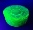 12 Vtg Anchor Hocking Green Uranium Cameo Ballerina Depression Glass 6.25" Plate