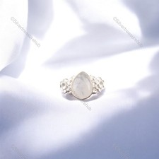 Crown Chakra Natural Rainbow Moonstone Band Wedding Wife Ring Jewelry 925 Silver