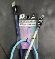  19.99 Retail 10ft Rapid Charge Color Fade Charging Cable for iPhone/iPad /iPod