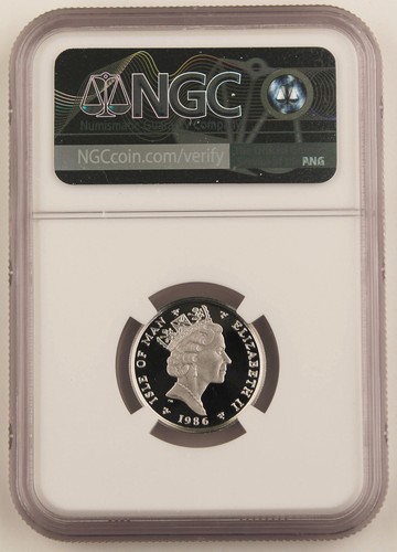 Isle of Man 1986 1/4 Oz Platinum Quarter Noble Proof Coin NGC PF69 Ultra Cameo - Picture 2 of 4