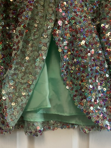 Justice Girls 14 Sequin Shiny Skirt Fancy Skorts Aqua Sea Foam green Holidays - Picture 2 of 5