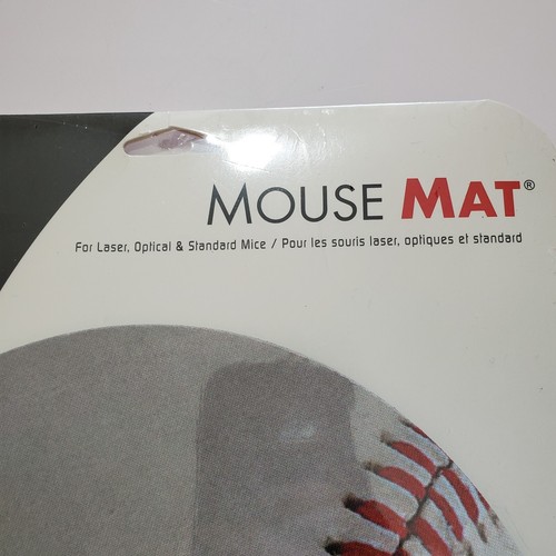 Mouse Mat Baseball Mousepad Round 8" diam. Realistic White w Red Stitch Neoprene - Picture 4 of 6