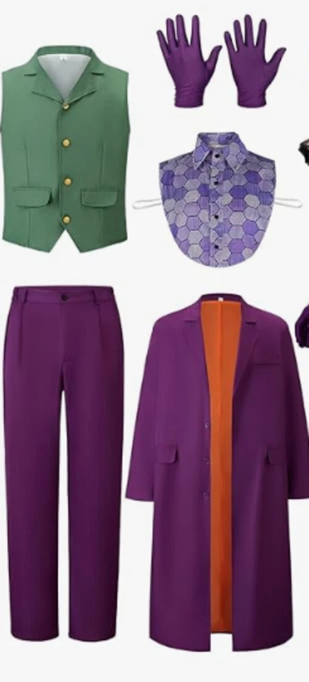 Joker Kostüm – lila Mantel, Weste, Hemd, Hose, Krawatte, Handschuh, Perücke - Bild 2 von 2