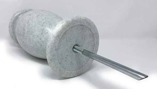 Durable Plastic White Granite Flower Vase with Metal Spike for Cemetery Decor - Picture 6 of 9