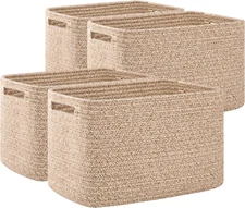 4 Pack Storage Baskets for Organizing, Cube Storage Bins for Shelves, Rectangle