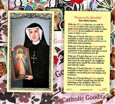 St. Saint Faustina with A Prayer to be Merciful - Laminated Holy Card 1775