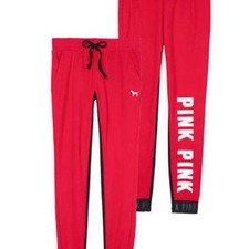 Victorias Secret Pink GRAPHIC Skinny Collegiate Sweat Pant Sweatpants NWT L
