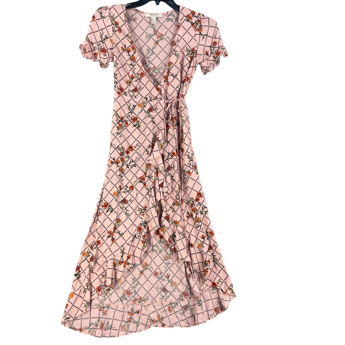 Forever 21 Womens Floral Wrap Dress Colorful Sz S Midi Long Ruffle | eBay