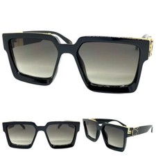 Classic Vintage Retro Hip Hop Style SUN GLASSES Large Square Thick Black Frame