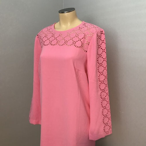 Clearance ~ J CREW ~ PINK Laser-Cut Eyelet Shift Dress Sz 12 - Picture 5 of 5