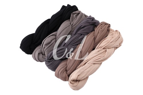 Premium Ribbed Jersey Hijab Stretchy Plain Scarf Elegant Soft Hijab Shawl Wrap - Picture 2 of 22