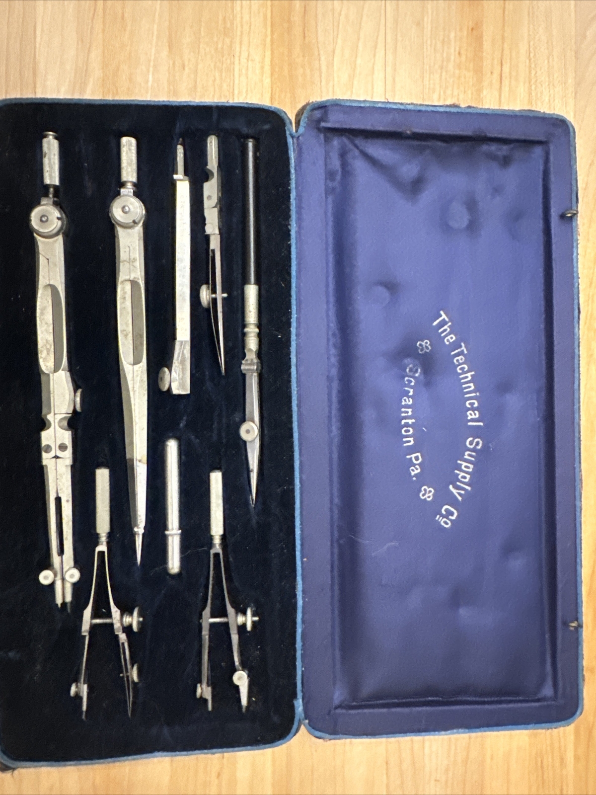 Technical Supply Company Scranton & NY antique drafting set of tools