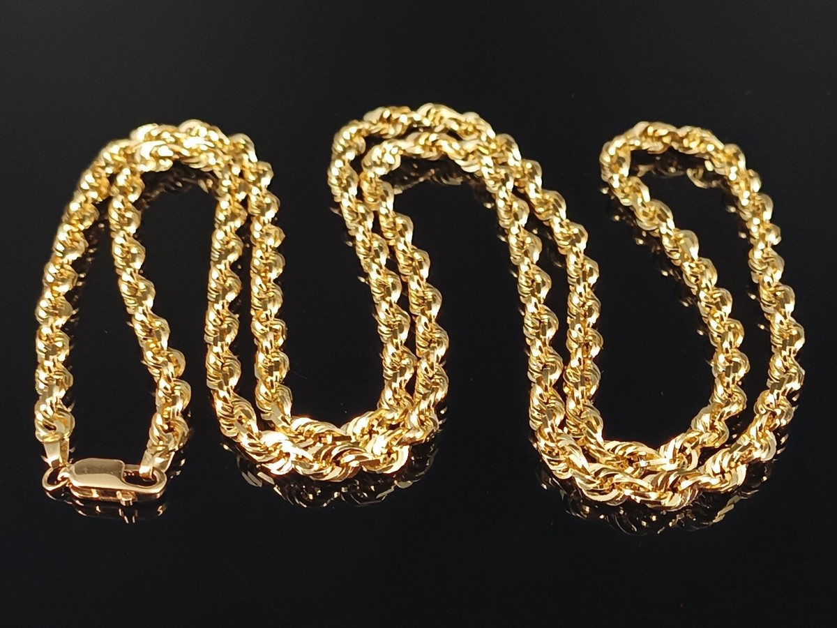 Michael Anthony Long Medium thick 10K Gold Diamond Cut Rope Chain Necklace