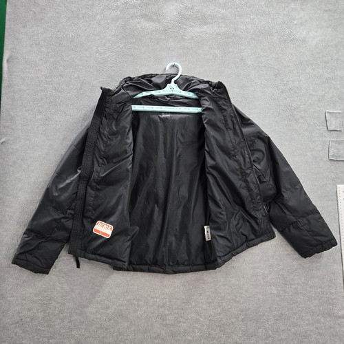 Nike Boys Big Kids Jacket L Black Puffer Swoosh Logo Hooded Full Zip Pockets - Picture 10 of 10