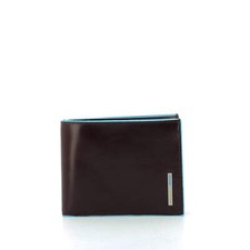 NEW Piquadro - Wallet with coin pouch Blue Square - PU1239B2R - MOGANO AUTHENTIC