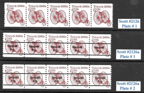 Scott # 2126-2126a 6c Tricycle PNC5s, Complete SET of 3, QUALITY! Cat- $6.00
