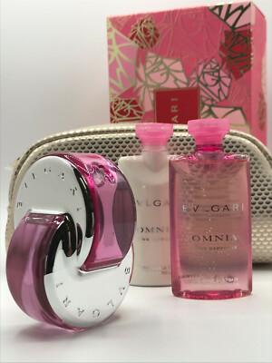 Bvlgari Omnia Pink Sapphire 4pc Perfume edt Spray 2.2 oz Lotion