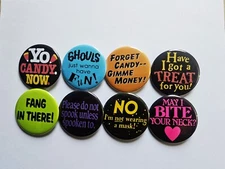 Vintage Reproduction Halloween Pinback Buttons Magnets & Bottle Openers. Set 02