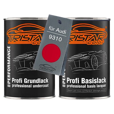 Autolack Set Dose spritzfertig für Audi 9310 Tornadorot Grundlack Basislack 2,0L