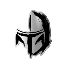 Mandalorian Helmet Star  Engraved Car Badge Acrylic Emblem Fender BRUSHED SILVER