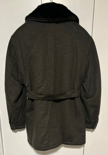 Aquascutum Olive Green Wool Cashmere Belted Coat, Quilted Lining, Fur Collar-M/L - Picture 5 of 17