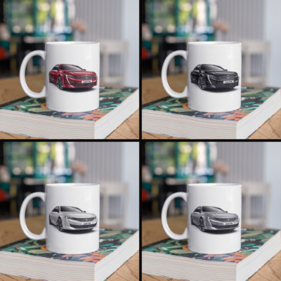Personalisierter Peugeot 508 GT Kaffeebecher Geschenk Farbe wählbar - SCHNELLER VERSAND