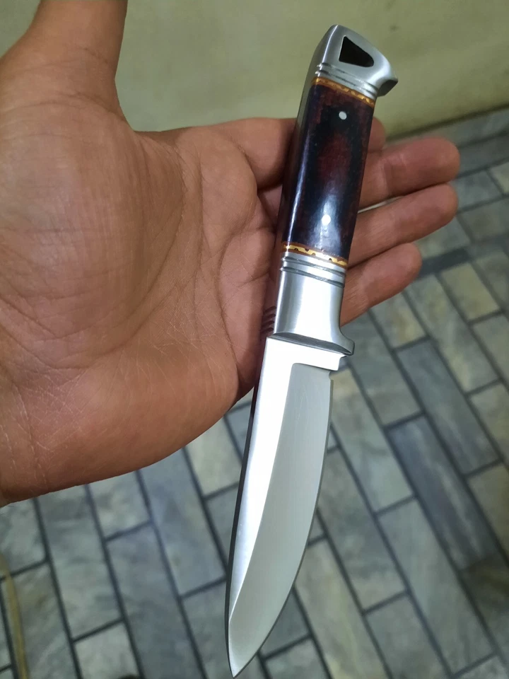 Cuchillo desollador de acero herramienta Full Tang D2 hecho a mano personalizado RaB con funda de cuero Foto 2 de 4