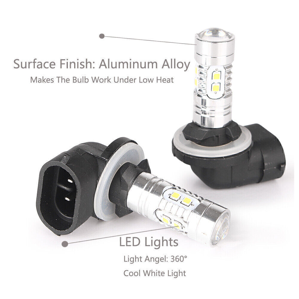 Car LED Driving Fog Light Lamp Bulbs White 881 12V 50W 6000K 640LM Pair US