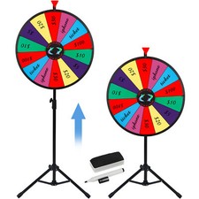 24Inch Prize Wheel 14 Slots Color Spinning Wheel w/Adjustable Tripod Floor Stand