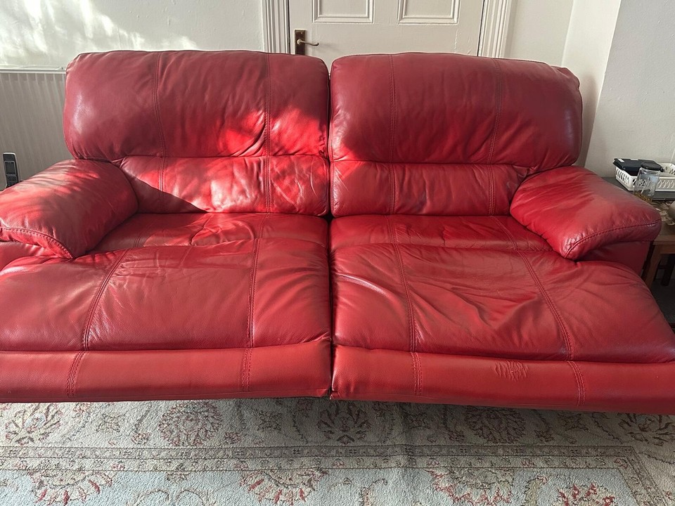 2 seater red leather recliner sofa. CLEARANCE! MOVING HOME! eBay