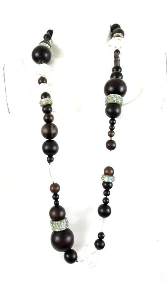 ALEXIS BITTAR ДЕРЕВЯННАЯ БУСИНА, ЛЮЦИТ, ГОРНЫЙ ХРУСТАЛЬ И КАМЕНЬ ДЛИННЫЙ КОРЕНАСТЫЙ ОЖЕРЕЛЬЕ - Изображение 2 из 4